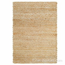 Tapis de jute de jute tressé à fibres naturelles à la main naturel